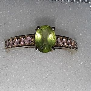 Gold plated/SS Peridot and Morganite Ring